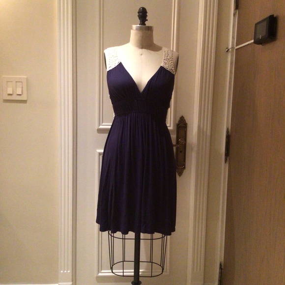 Navy Stretch Summer Dress - Picture 1 of 3